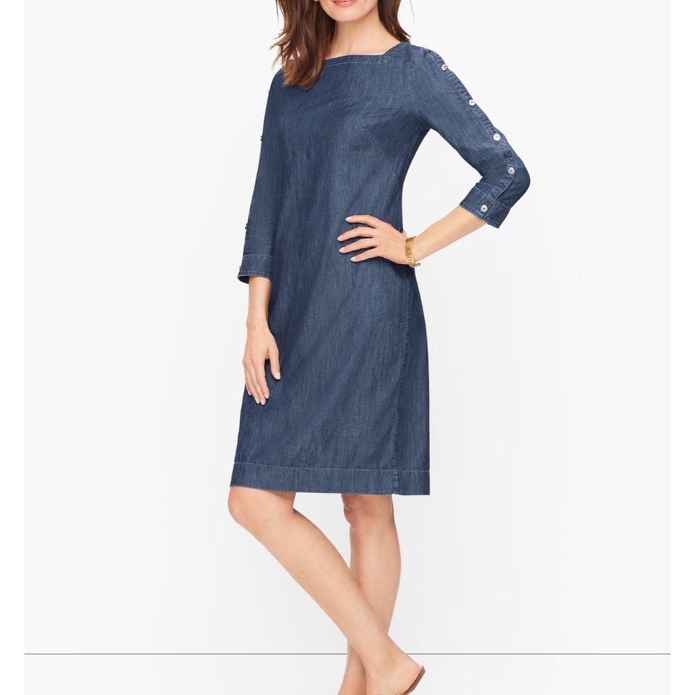 Talbots striated denim shift dress